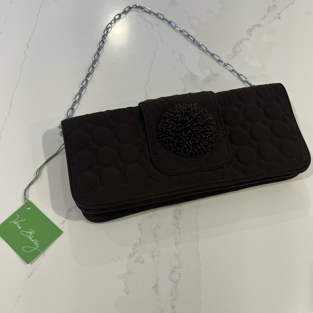 Vera Bradley Dazzle Clutch Espresso Quilted Clutch‎ - Picture 7 of 7
